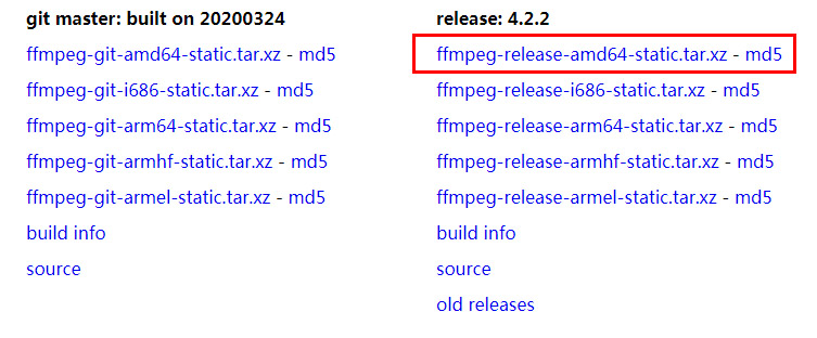 下载静态版FFmpeg